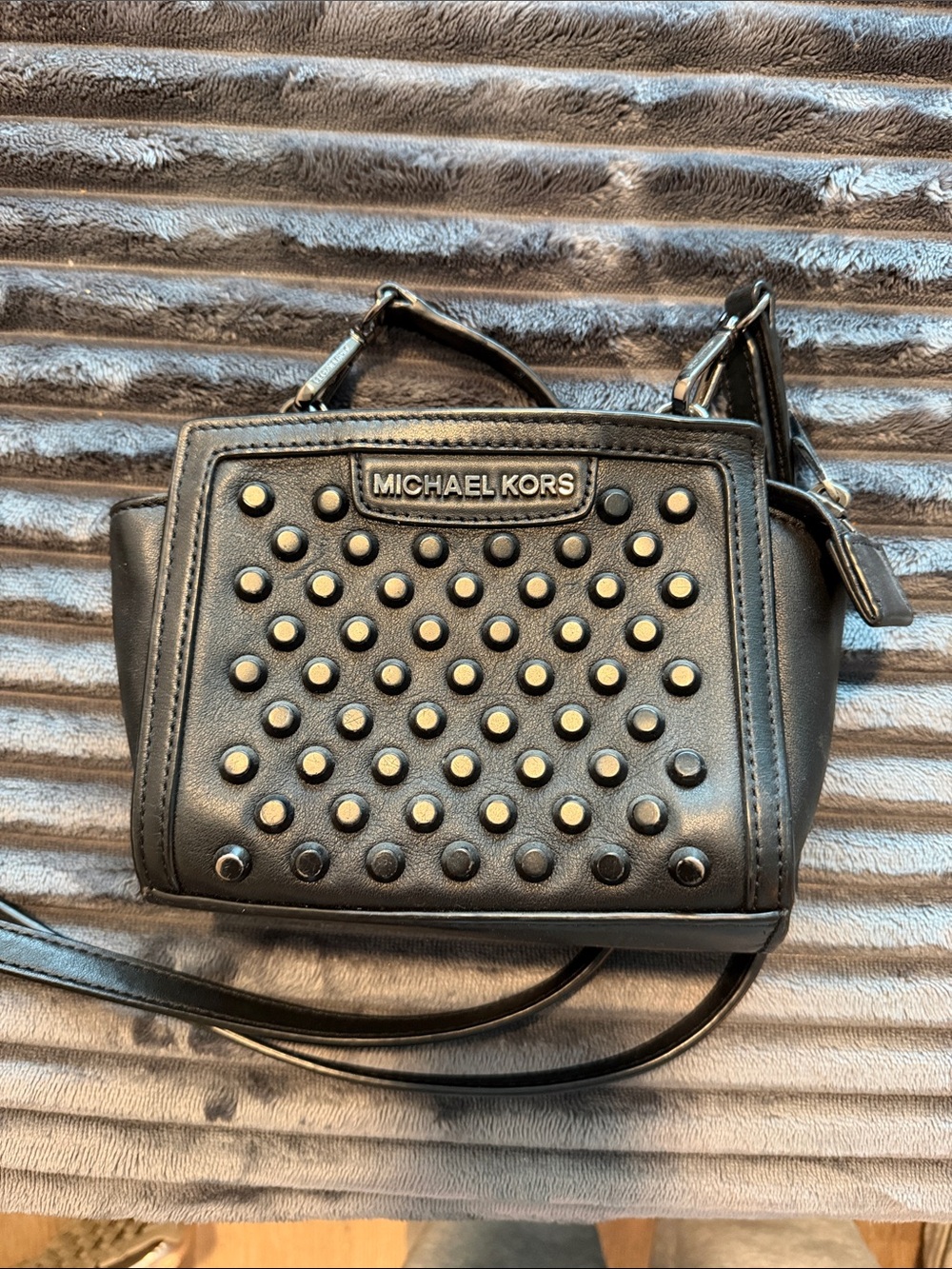 MICHAEL KORS Black Leather Studded Crossbody